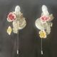 Set von 2 Shabby Chic Wandlampen Tole Schmiedeeisen Porzellan Rosen Blumen