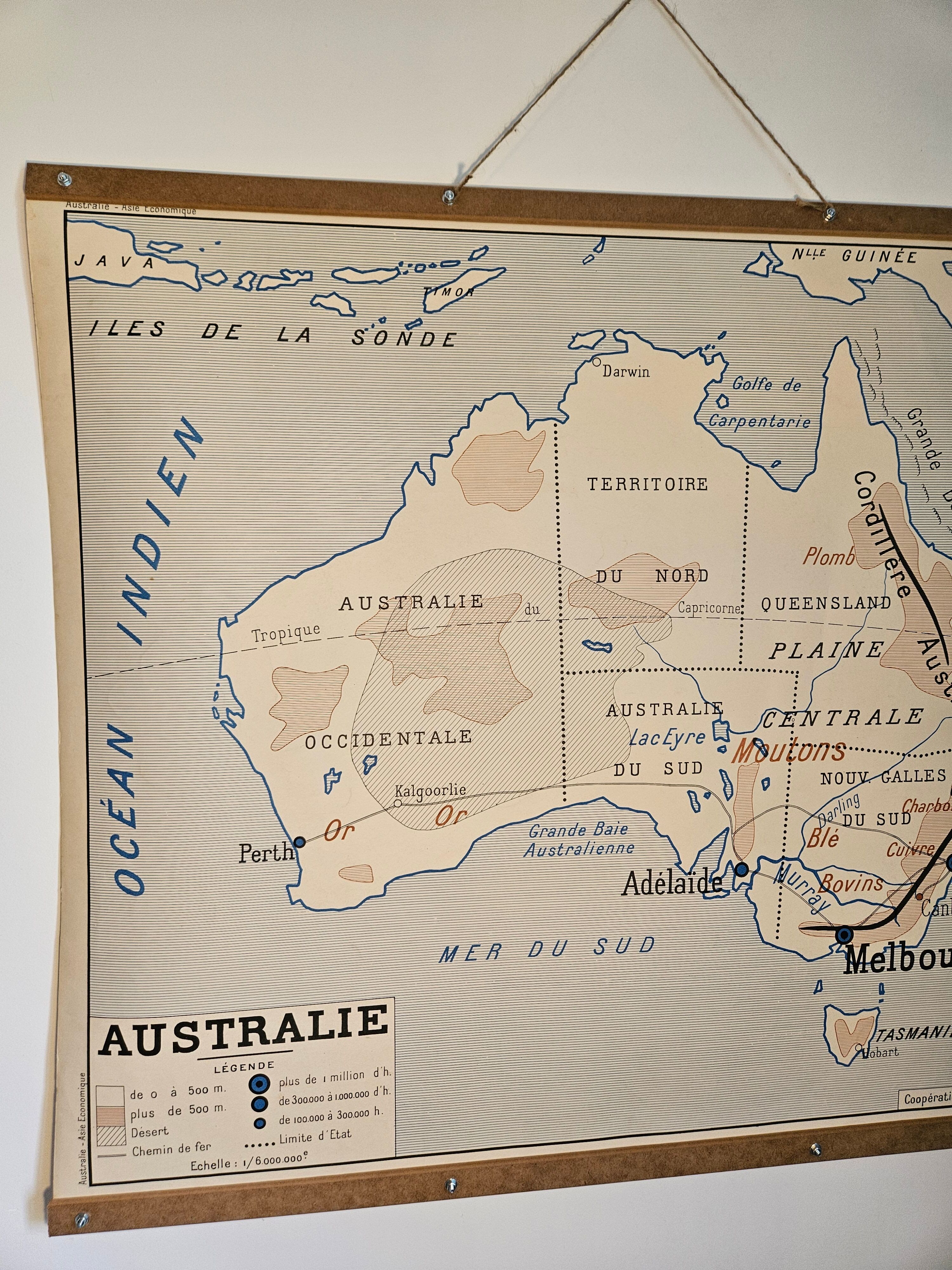 Old school map of geography of Australia and Asia double-sided