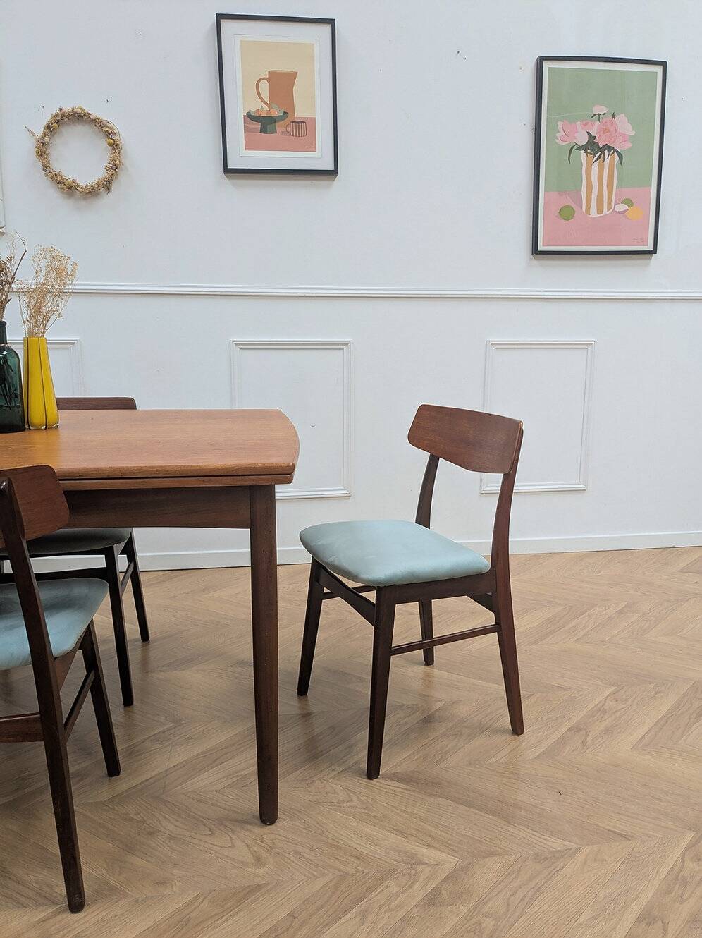 set of 4 vintage teak chairs