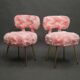 Pair of pink Pelfran moumoute chairs from the 60s and 70s