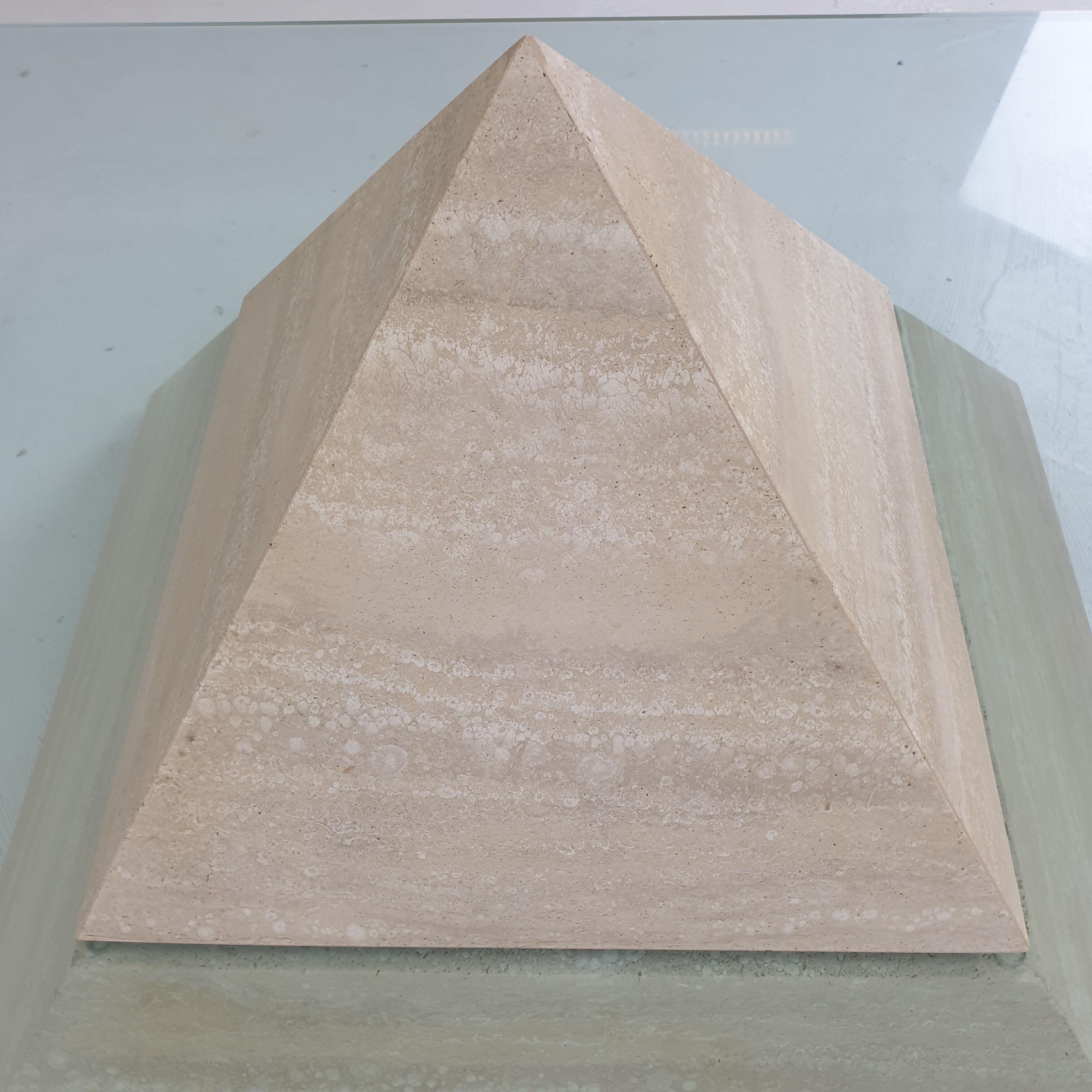 Italian Travertine Pyramid Coffee Table, 1980s