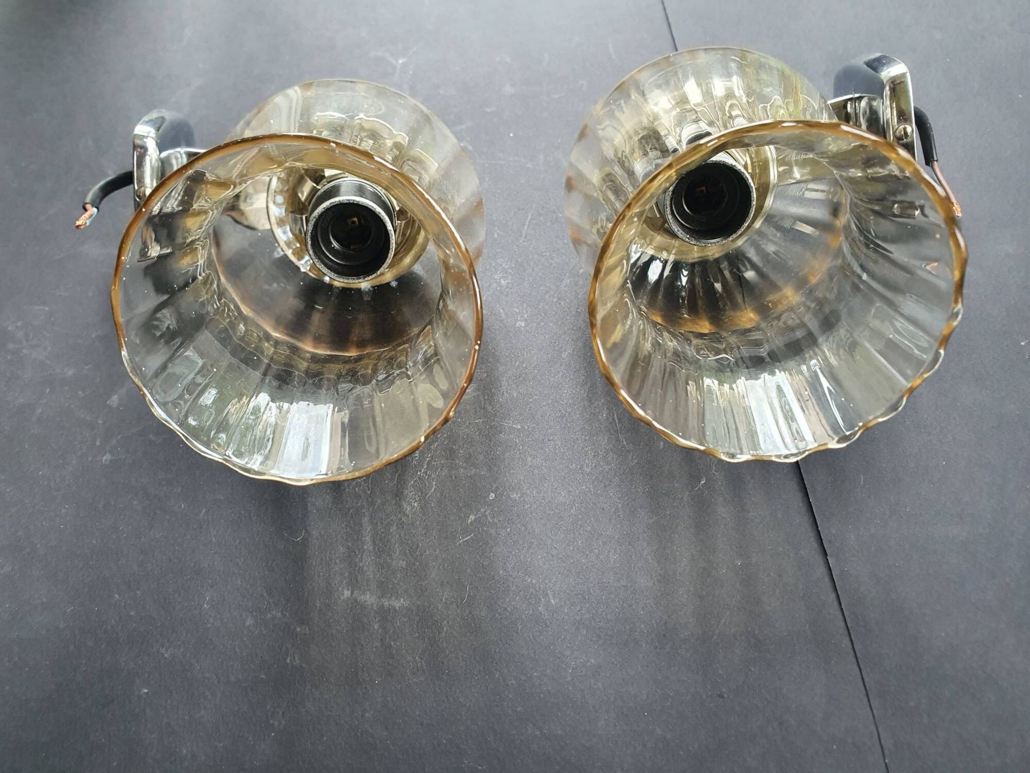 Pair of vintage chrome wall sconces