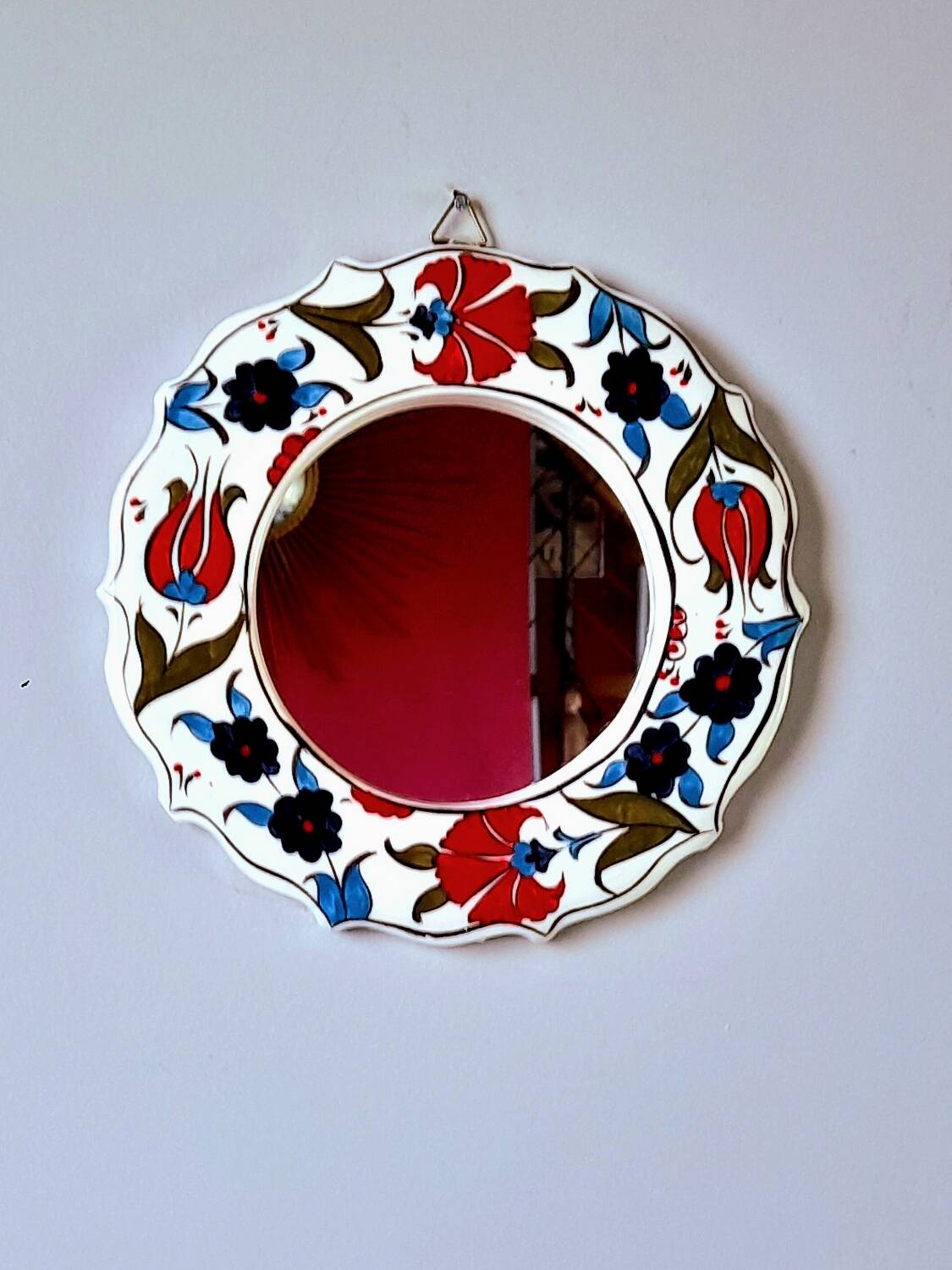 Floral ceramic mirror