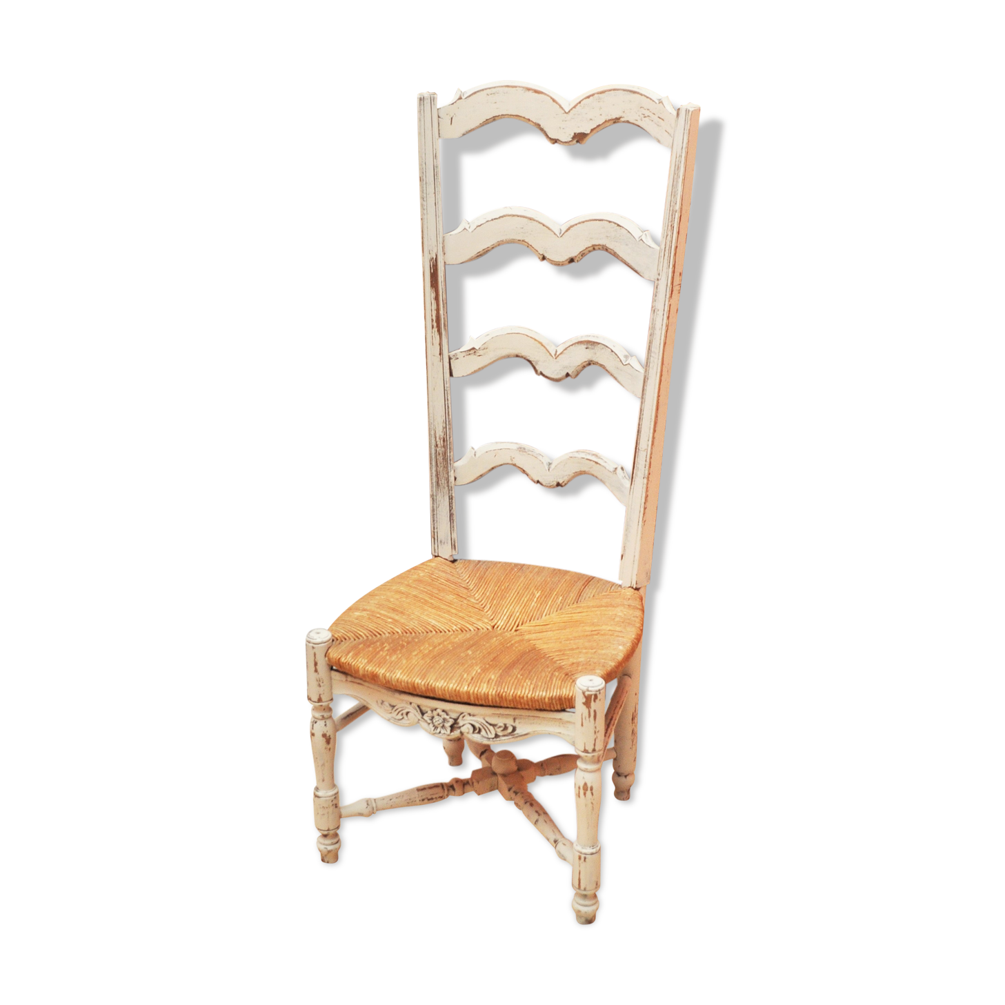 Chair provençale of nanny, mulched, white patina