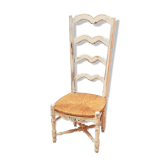 Chaise provençale de nourrice, paillée, patine blanche