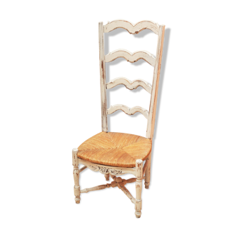 Chair provençale of nanny, mulched, white patina