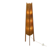 Lampadaire de style milieu du siècle, bois de sisal/teck, Temde, Suisse, années 1960.