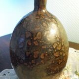 Foiled bottle vase, artisanal pottery, Raku