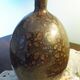 Foiled bottle vase, artisanal pottery, Raku