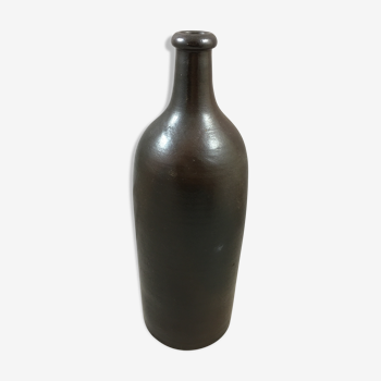 Ancienne bouteille en grès noir vernissé vintage signée Jean Dubost Noron la poterie Normandie