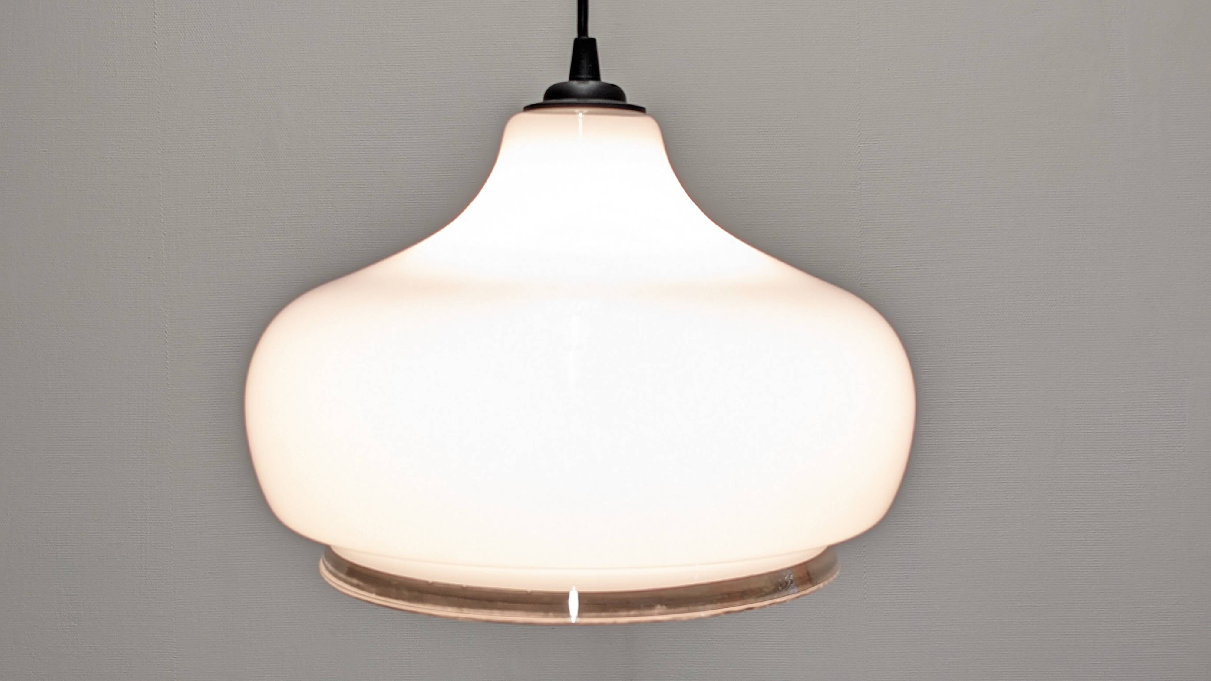 Suspension water drop in white opaline, France around 1970.