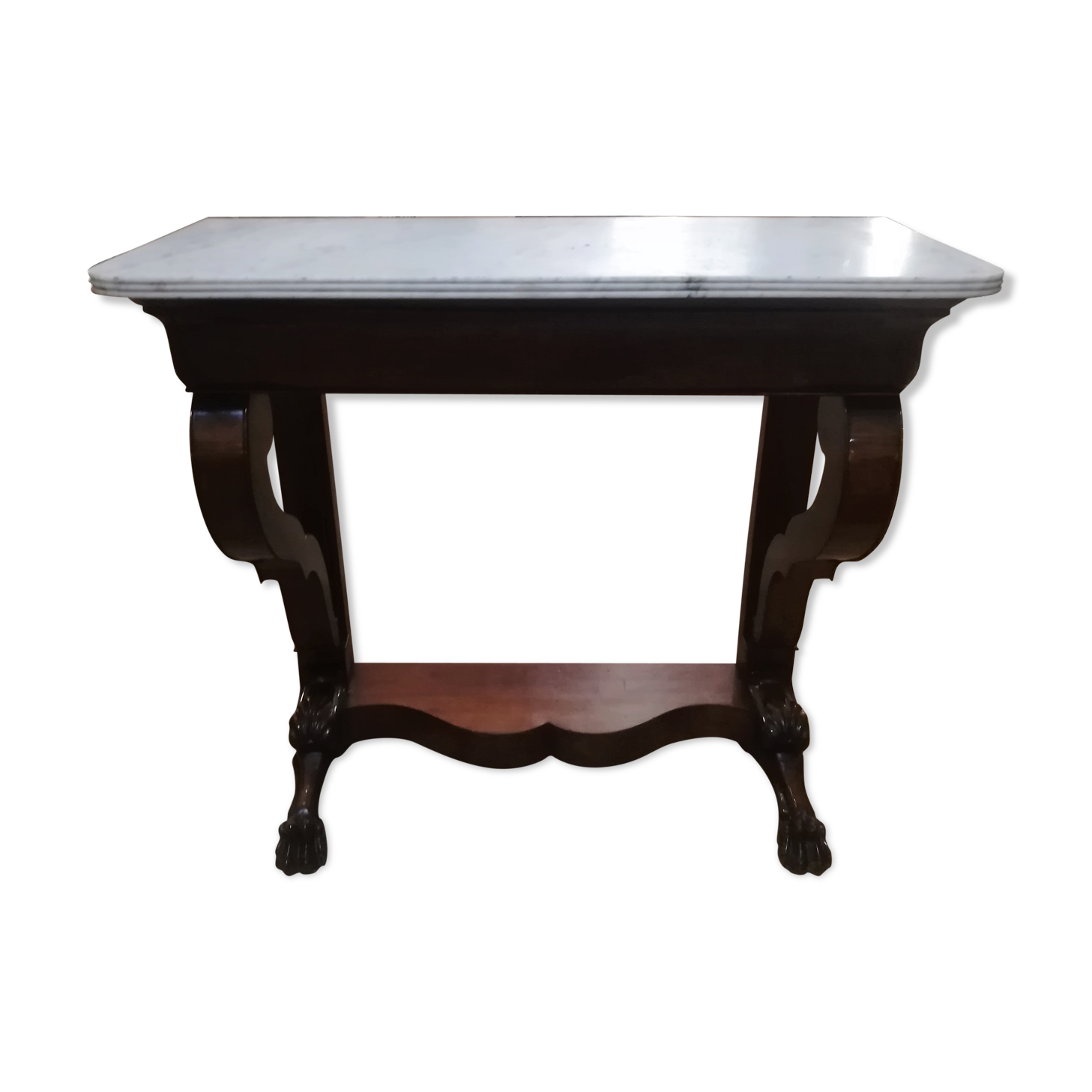 Console Restoration in mahogany and marble