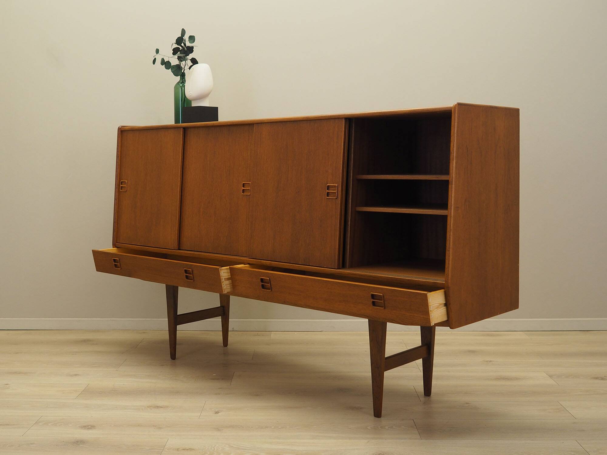 Teak highboard, Danish design, 1960s, manufactured in Denmark