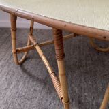 Asymmetrical rattan coffee table tripod foot, 60s