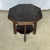 Pedestal table or small octagonal side table quadripod base with modernist spacer