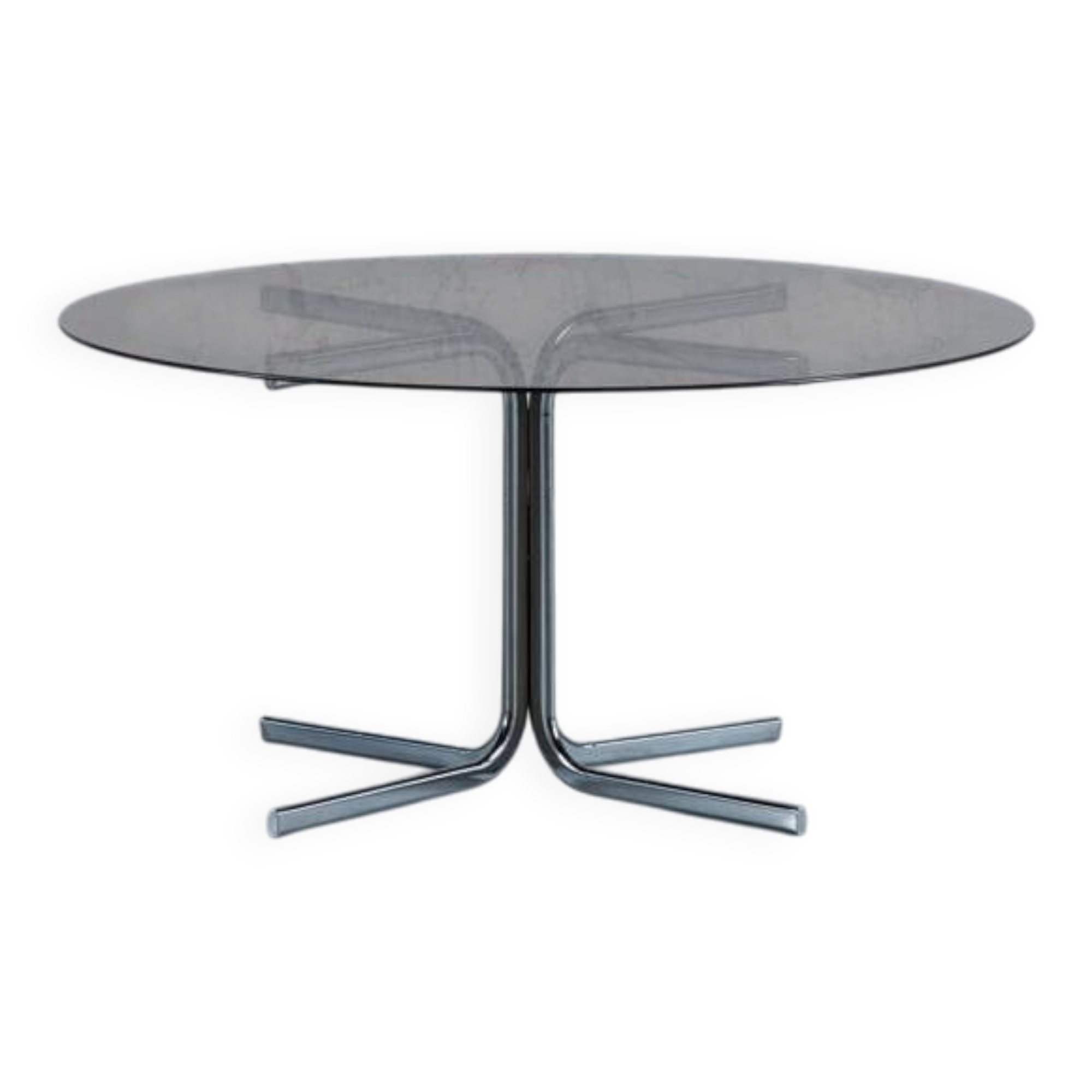 Vintage smoked glass and chrome coffee table, Denmark, 1970s
