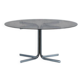 Vintage smoked glass and chrome coffee table, Denmark, 1970s