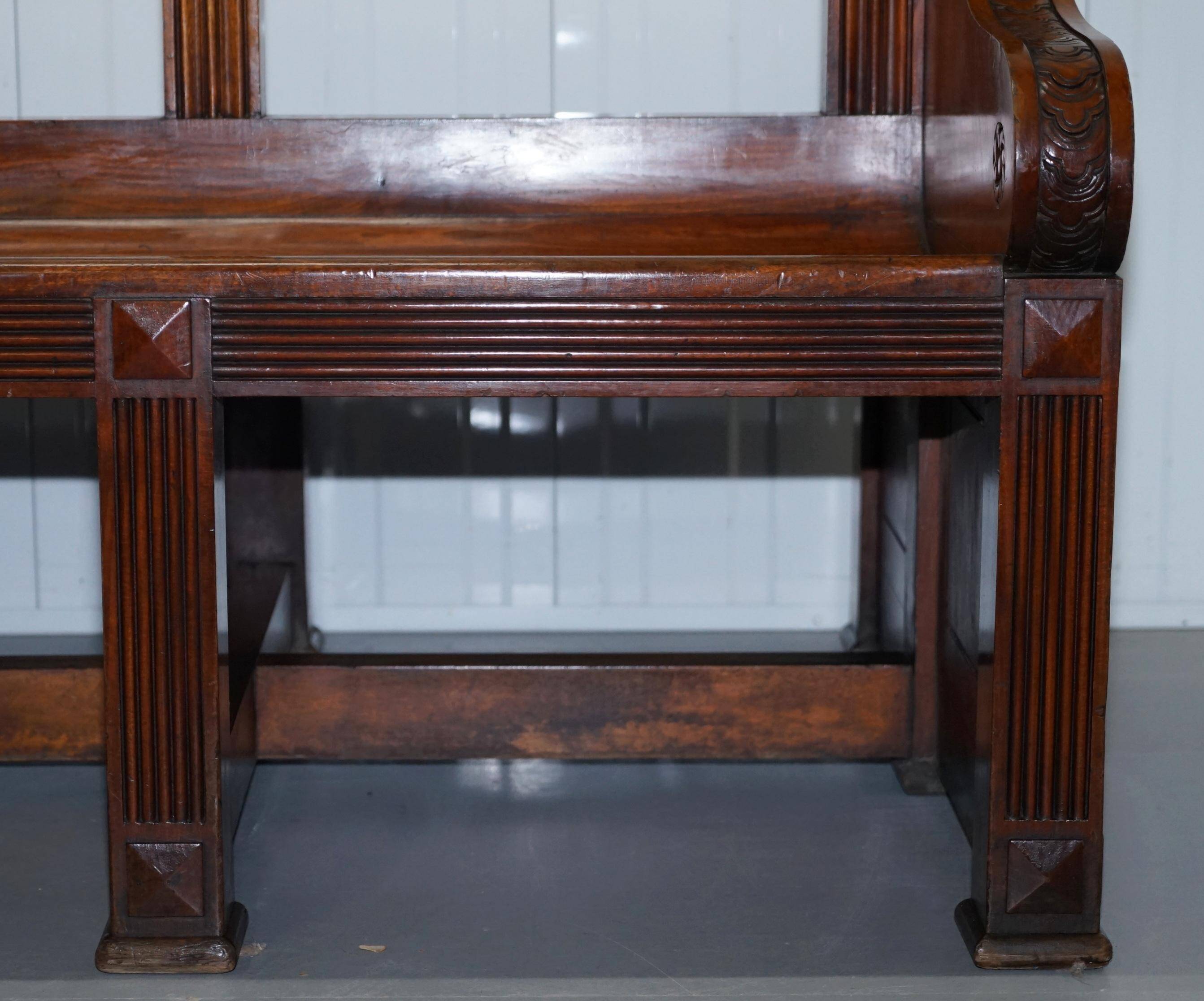 Victorian Double-Faced Carved Walnut Gallery Bench