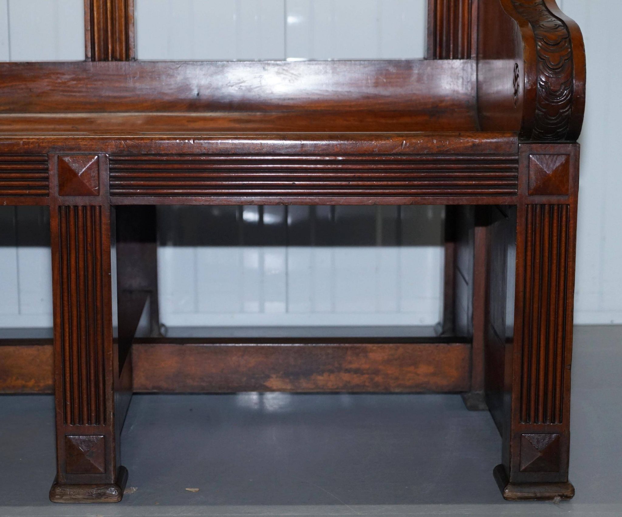 Victorian Double-Faced Carved Walnut Gallery Bench