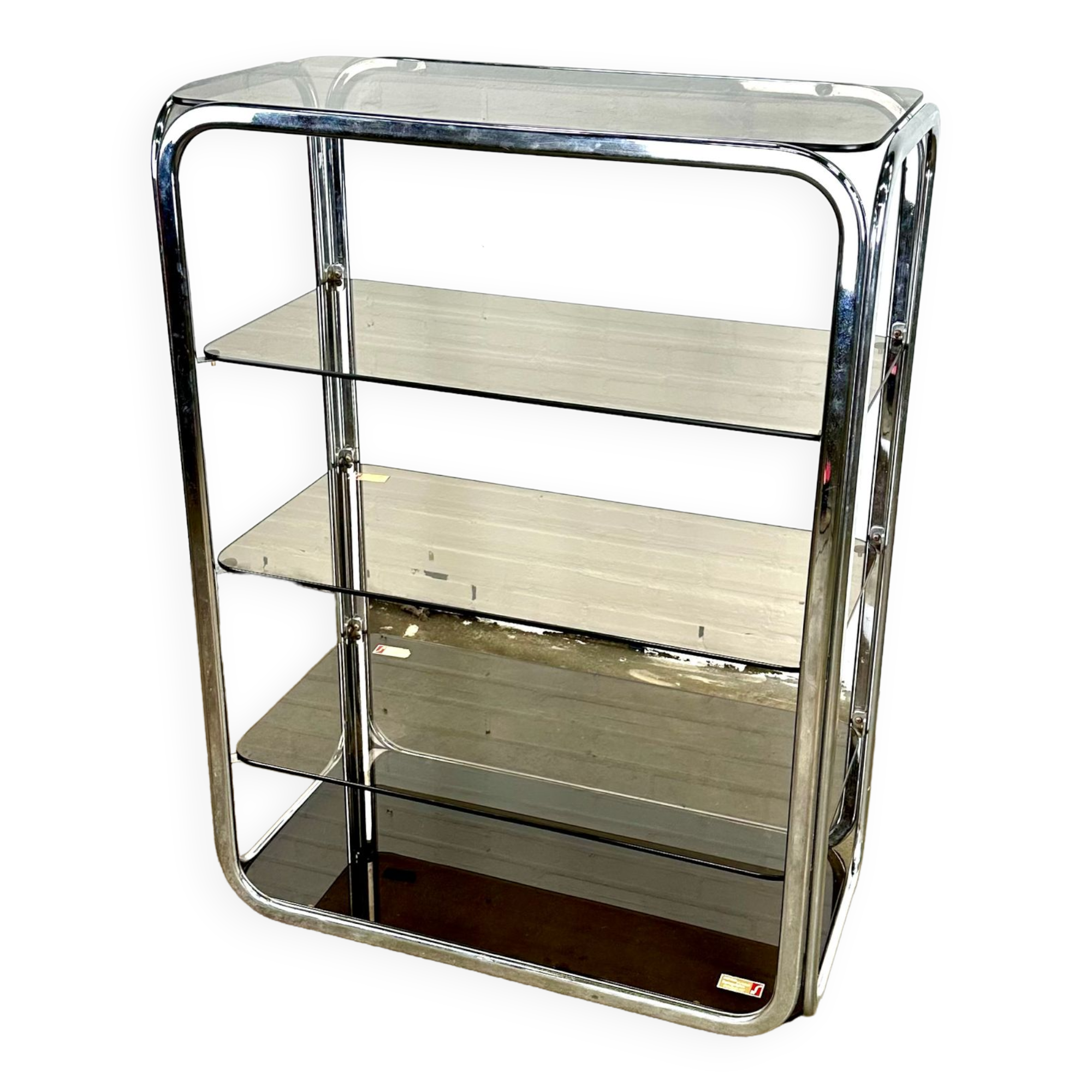 Vintage chrome rack with crystal smoked glass