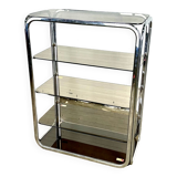 Vintage chrome rack with crystal smoked glass