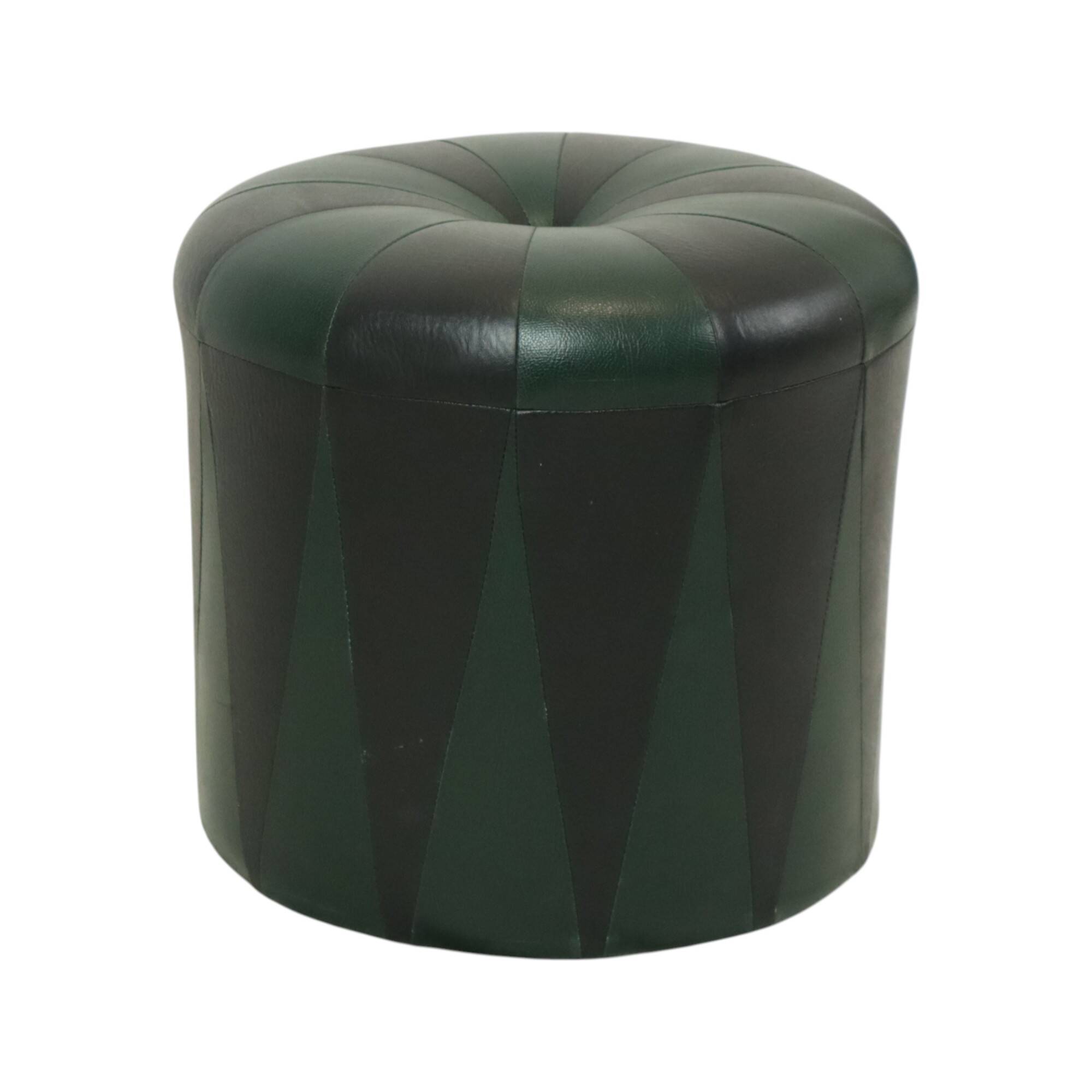 Round Vintage Green Black Pouf Two-tone Skai Sixties