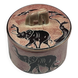 Soapstone box, trinket dish, candy dish with elephant decoration, 9.5 x 9 cm