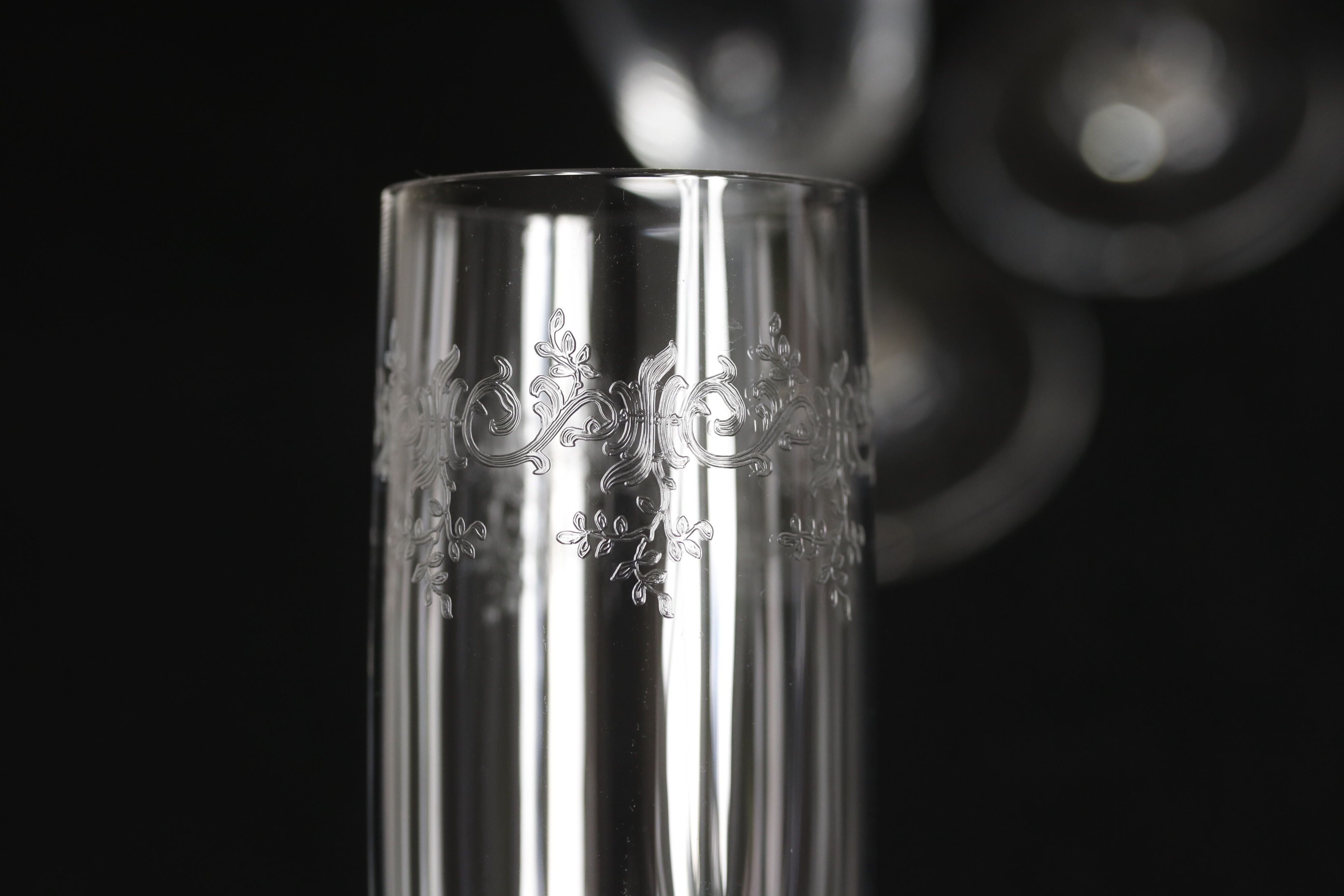 Suite of 6 Baccarat crystal flutes, model Sévigné, signed