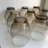 Set of 9 large design art deco smoked glass water glasses 30s
