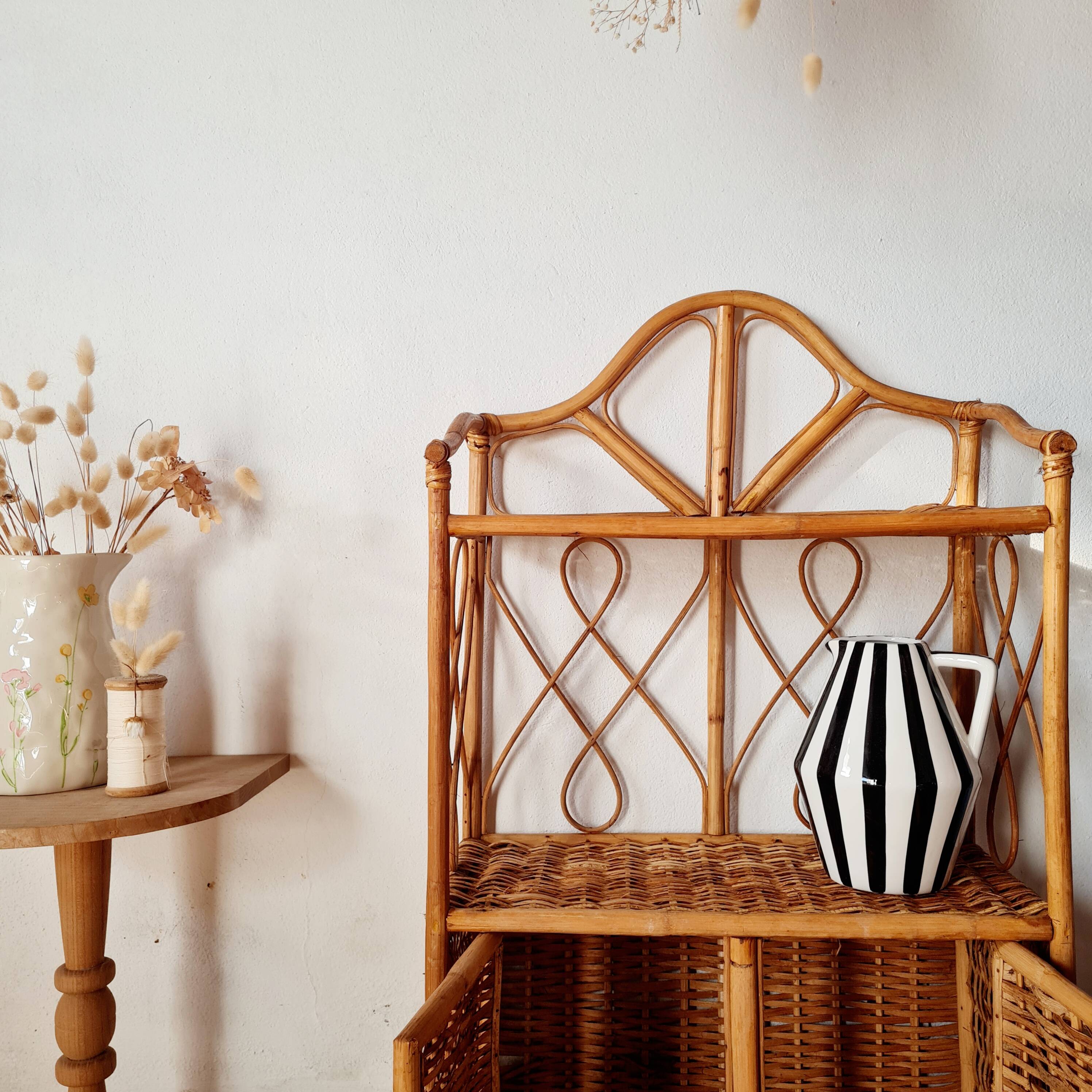 Rattan bookshelf shelf