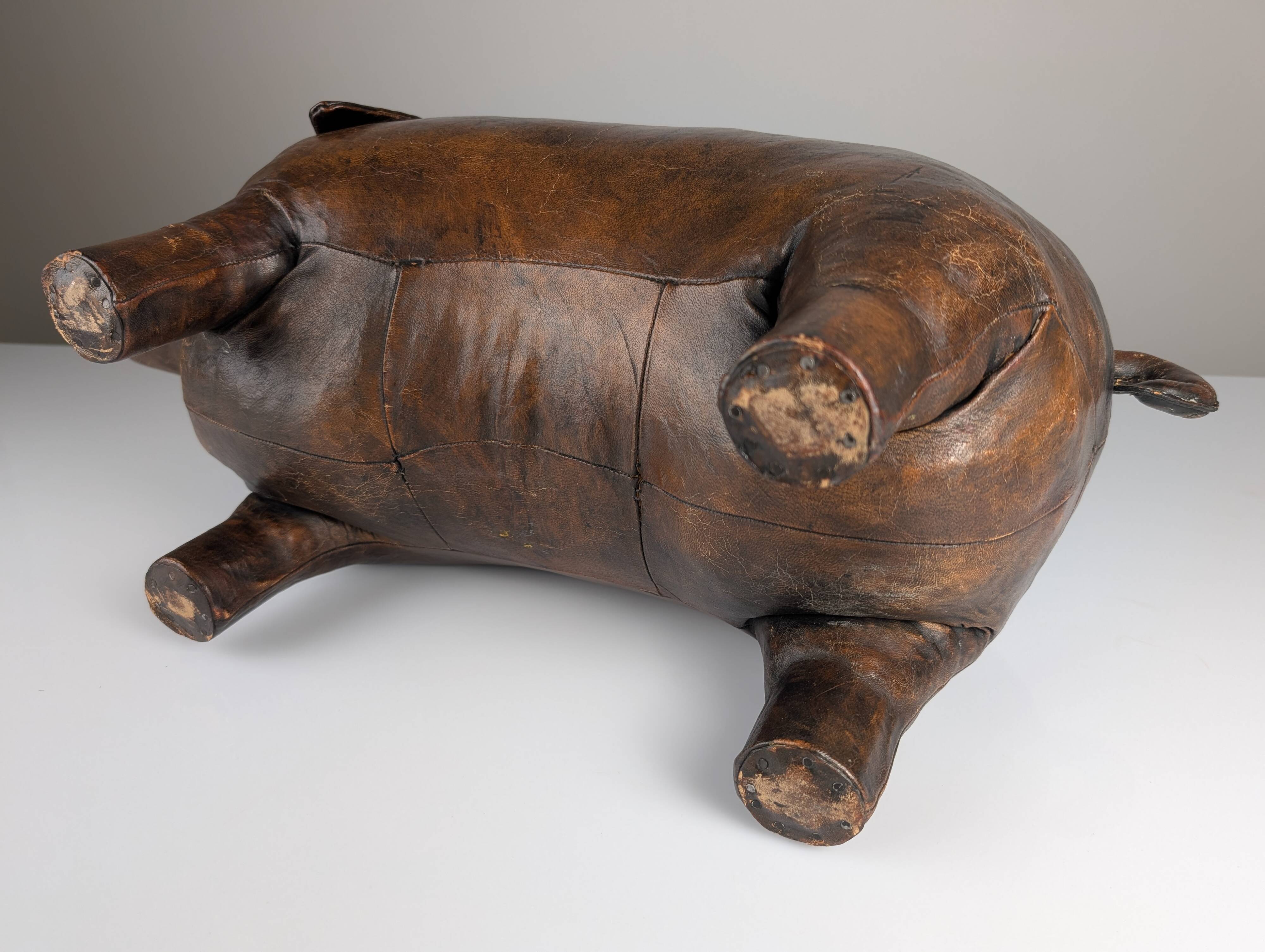 Leather pig ottoman  att dimitri omersa, 1960s