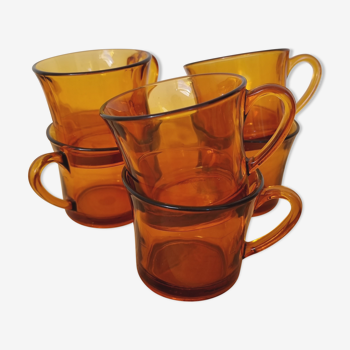 Vintage Duralex Amber Glass Coffee Service