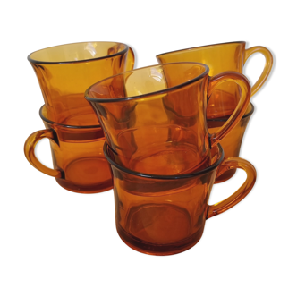 Vintage Duralex Amber Glass Coffee Service