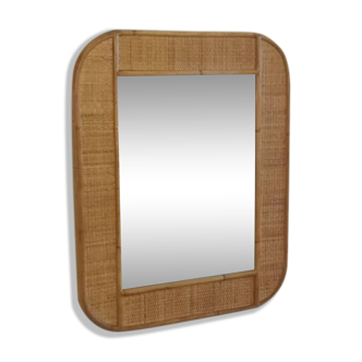 Rattan rectangle mirror 50s 56x76cm