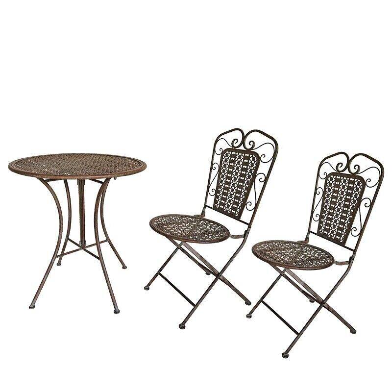 folding garden furniture in patinated iron