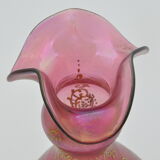Old pair of vases glass paste enhanced with golden enamel art nouveau décor