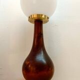 Art Deco lamp in wood and opaline glass