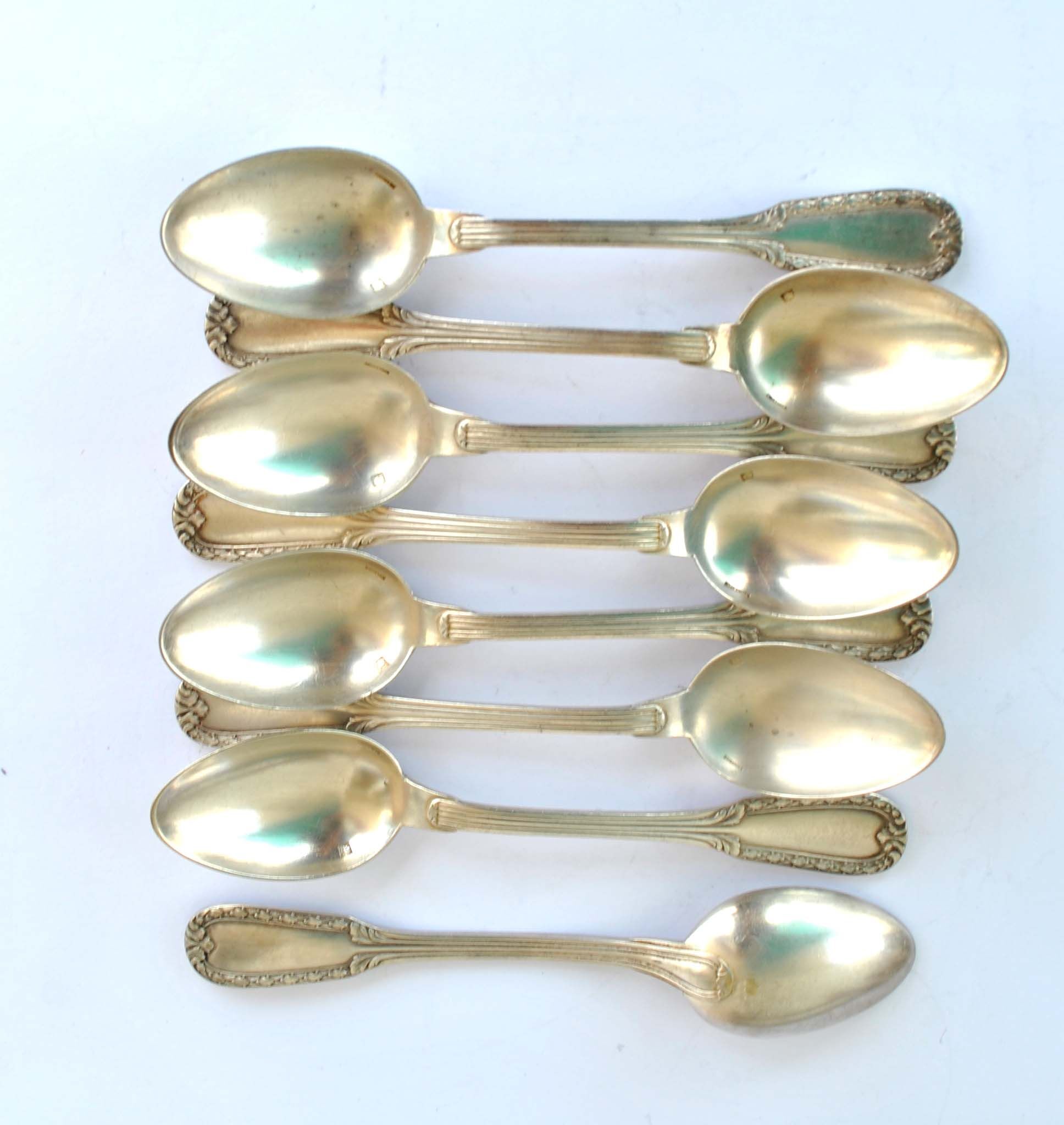 Set of 8 teaspoons in silver metal boulenger rinceaux decoration 14cm