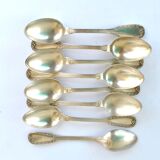 Set of 8 teaspoons in silver metal boulenger rinceaux decoration 14cm