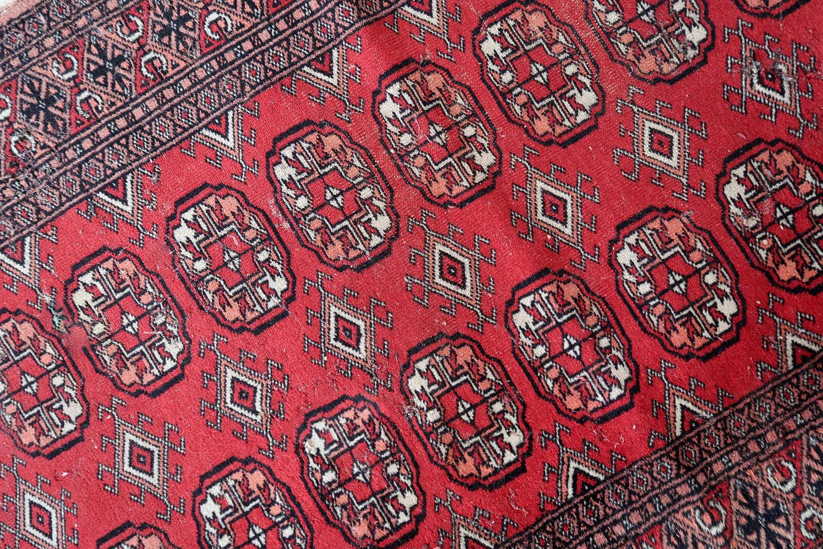 Handmade vintage Uzbek Bukhara runner 80cm x 274cm, 1960s