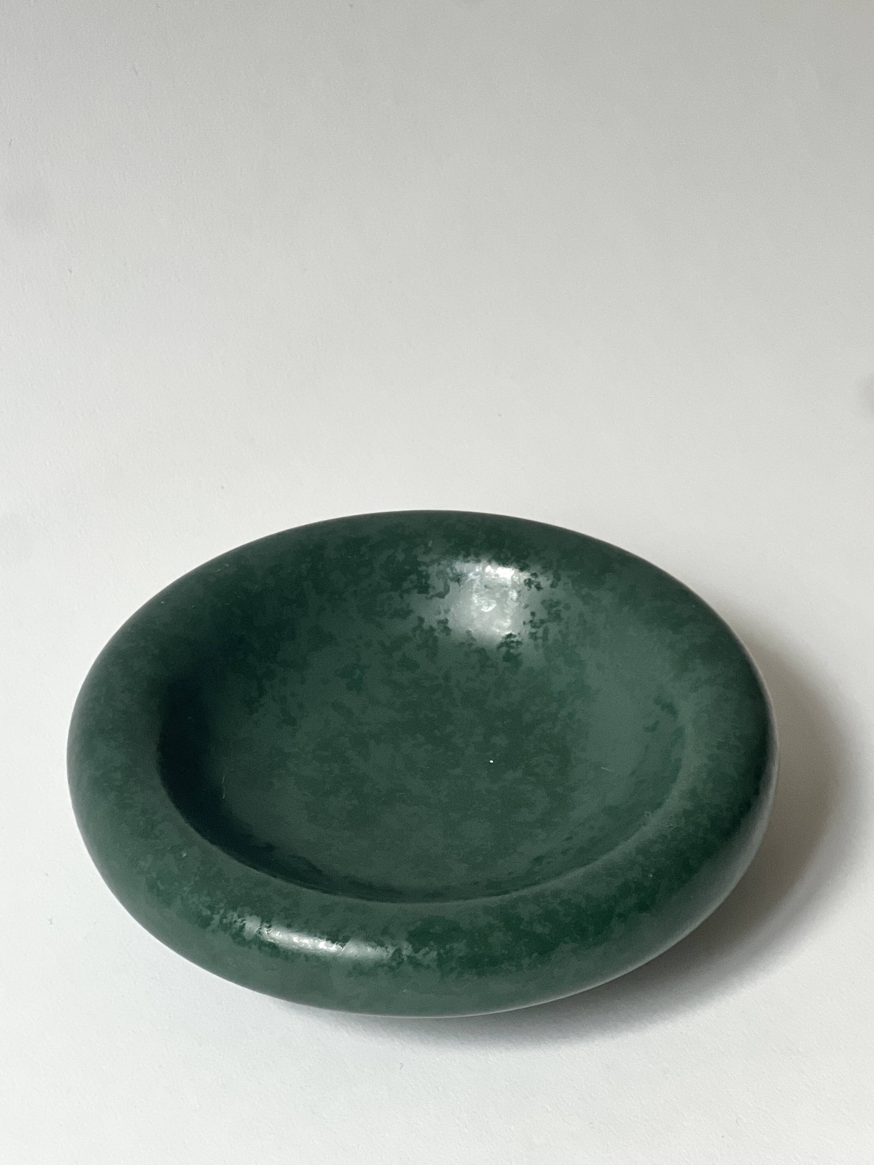 Ashtray / round ceramic catchall in emerald green.