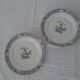 2 flat plates Haviland Limoges blue decoration and gold medallion bird