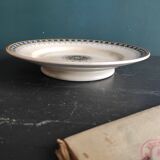 French vintage cake plate or cake stand for desserts or fruit, Sarreguemines, mod. Myosotis