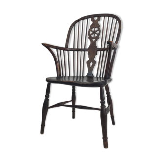 Fauteuil Windsor Antique à dossier roulant Spindle