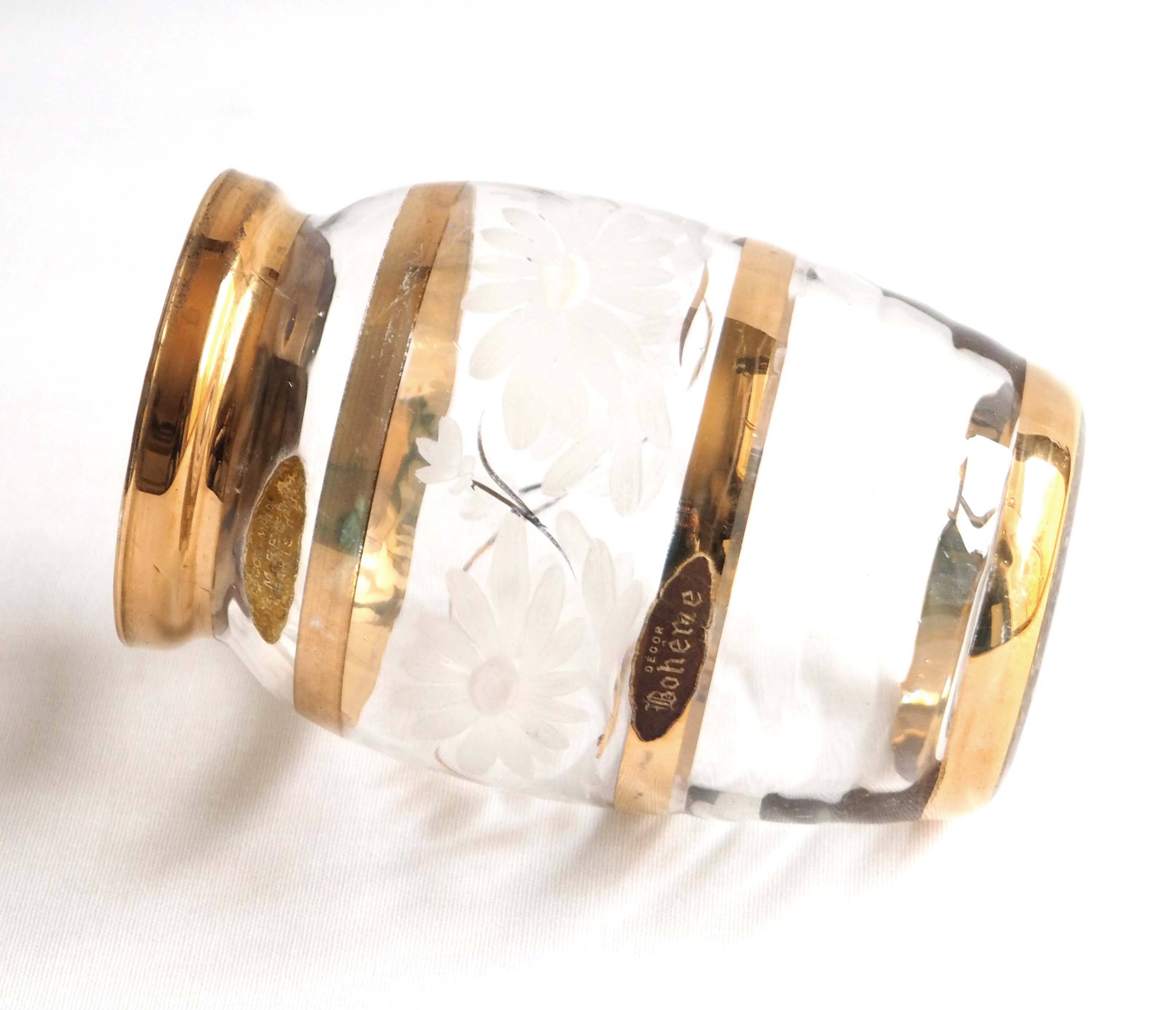 Bohemian glass and gold vase