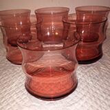 Lot 6 glasses with vintage water pink 50s