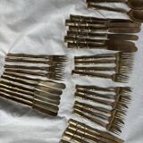 Ensemble de 35 couverts en laiton modèle Bambou vintage