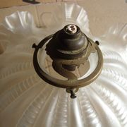 Vintage pleated glass lampshade with claw and socket.