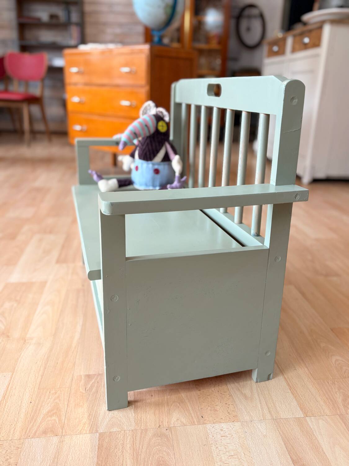 Celadon green toy chest bench