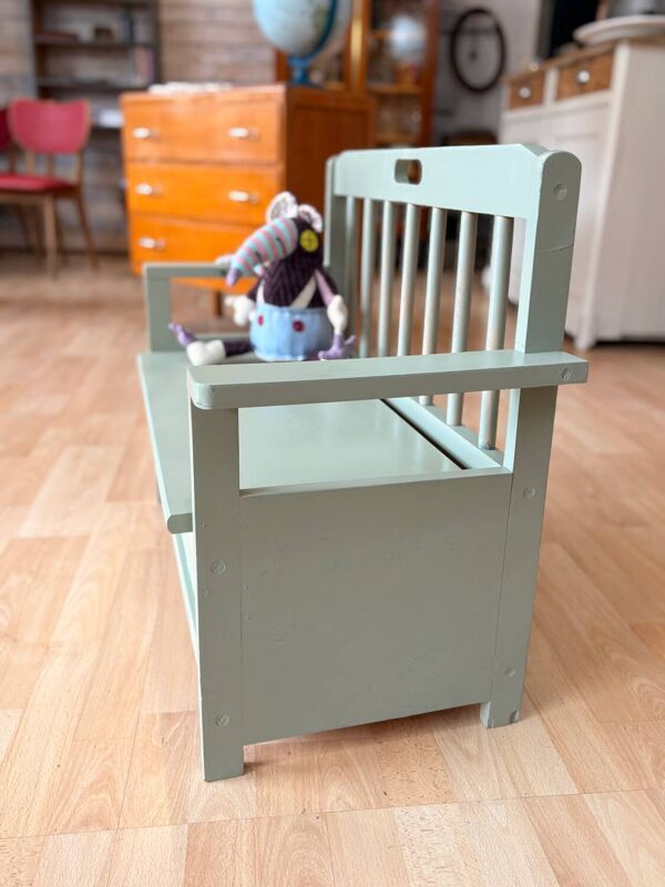 Banc enfant coffre à jouet vert céladon